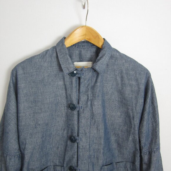 Vtg Zucca Travail Womens Small Blue LS Linen Cotton Blend Jacket Made in France - Picture 4 of 15